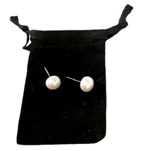 Large Genuine Freshwater Cultured Real Pearl Stud Earrings, Wedding Gift 10mm